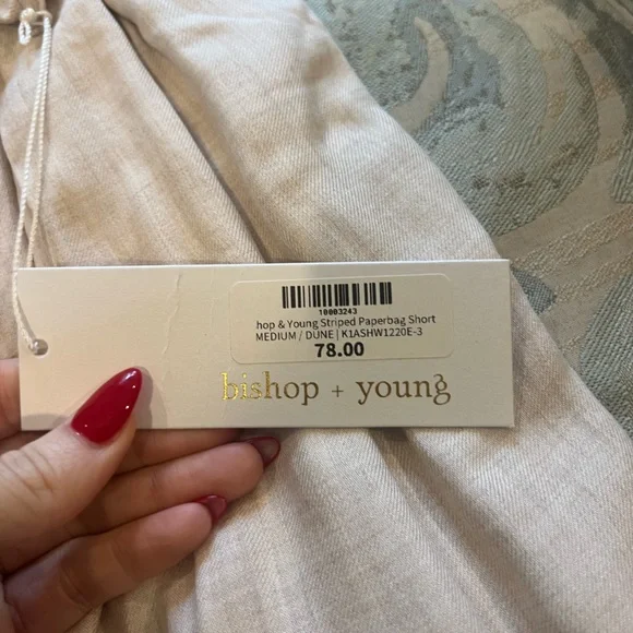 Bishop + Young Paper bag Tan Front Tie Shorts - Picture 2 of 6